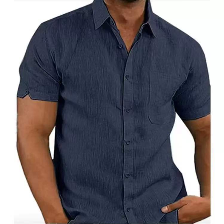 Mens Short Sleeve Linen Blend Shirt