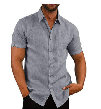 Mens Short Sleeve Linen Blend Shirt