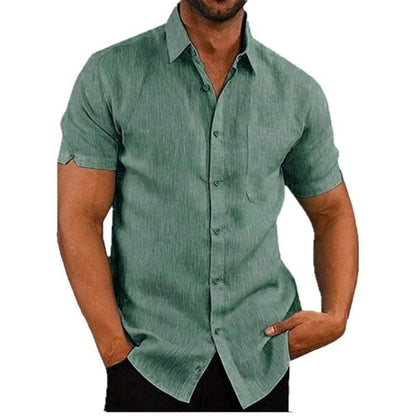 Mens Short Sleeve Linen Blend Shirt