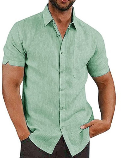 Mens Short Sleeve Linen Blend Shirt