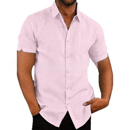 Mens Short Sleeve Linen Blend Shirt