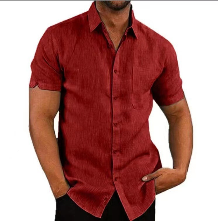 Mens Short Sleeve Linen Blend Shirt