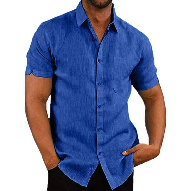 Mens Short Sleeve Linen Blend Shirt