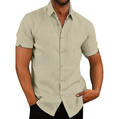 Mens Short Sleeve Linen Blend Shirt