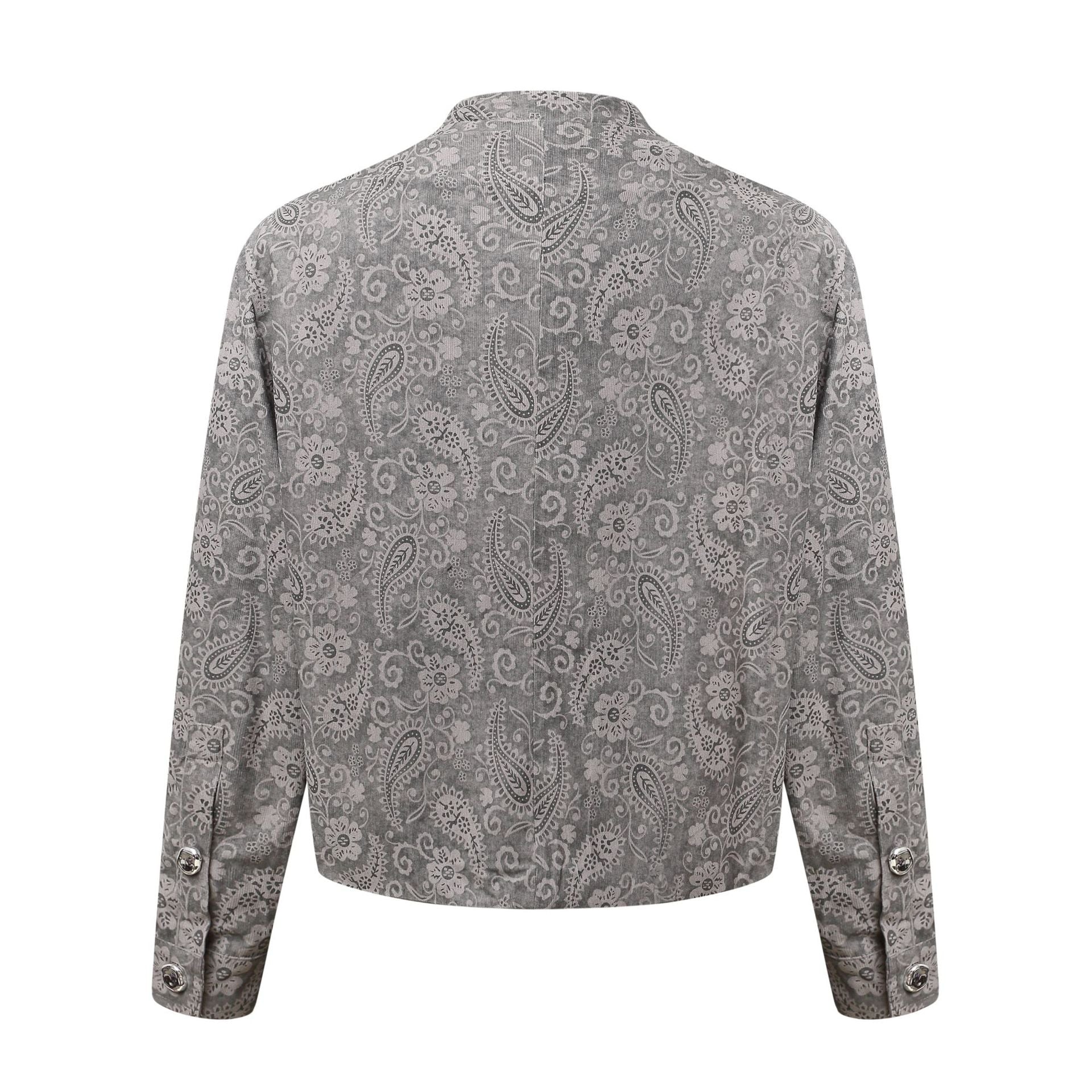 Mens Short Wide Deconstructed Jacket with Floral Pattern