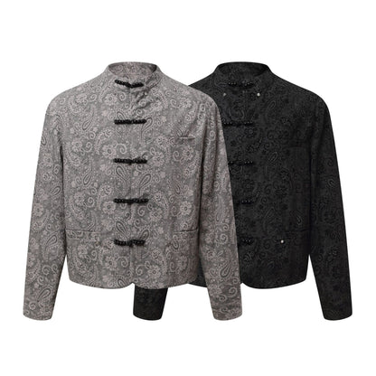 Mens Short Wide Deconstructed Jacket with Floral Pattern