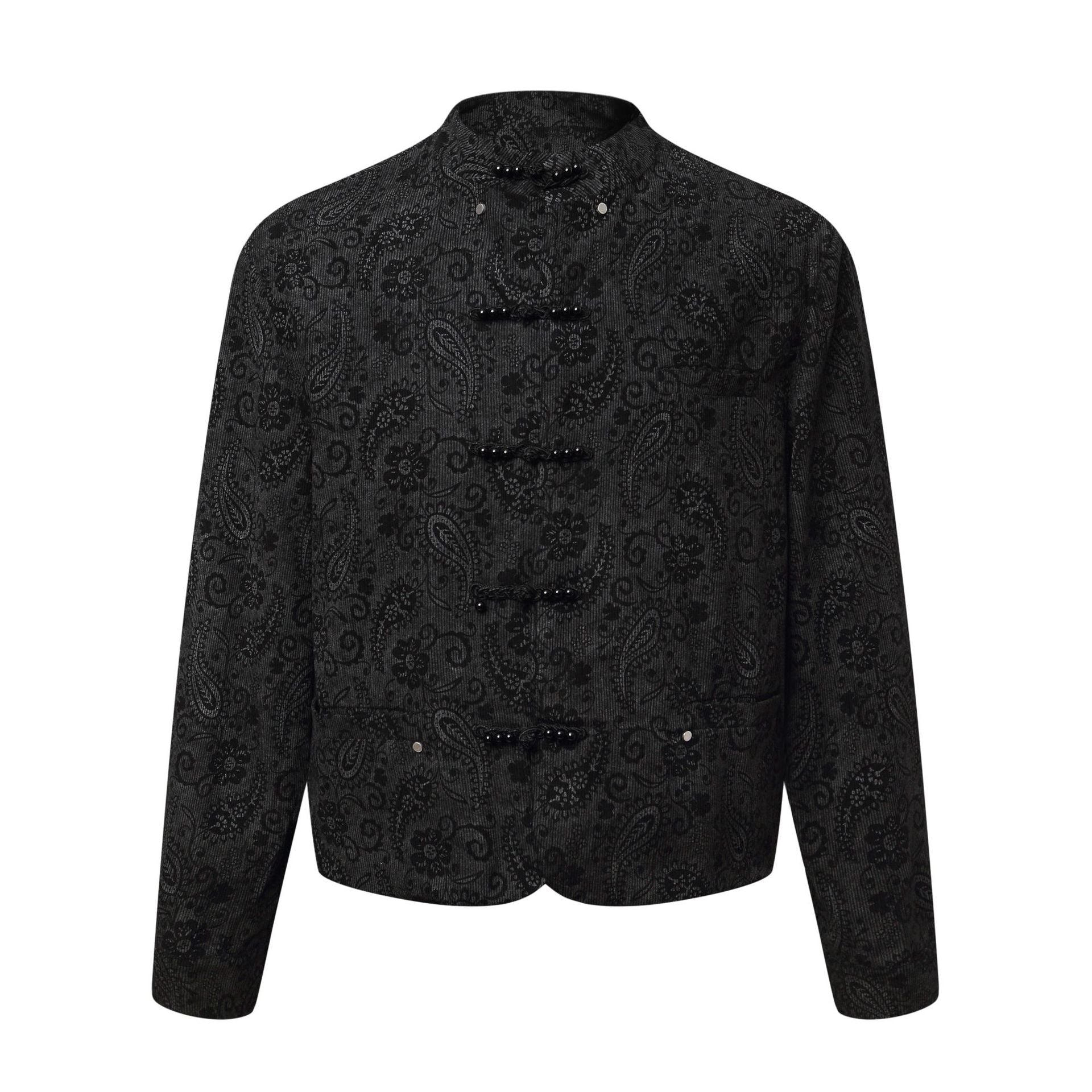 Mens Short Wide Deconstructed Jacket with Floral Pattern