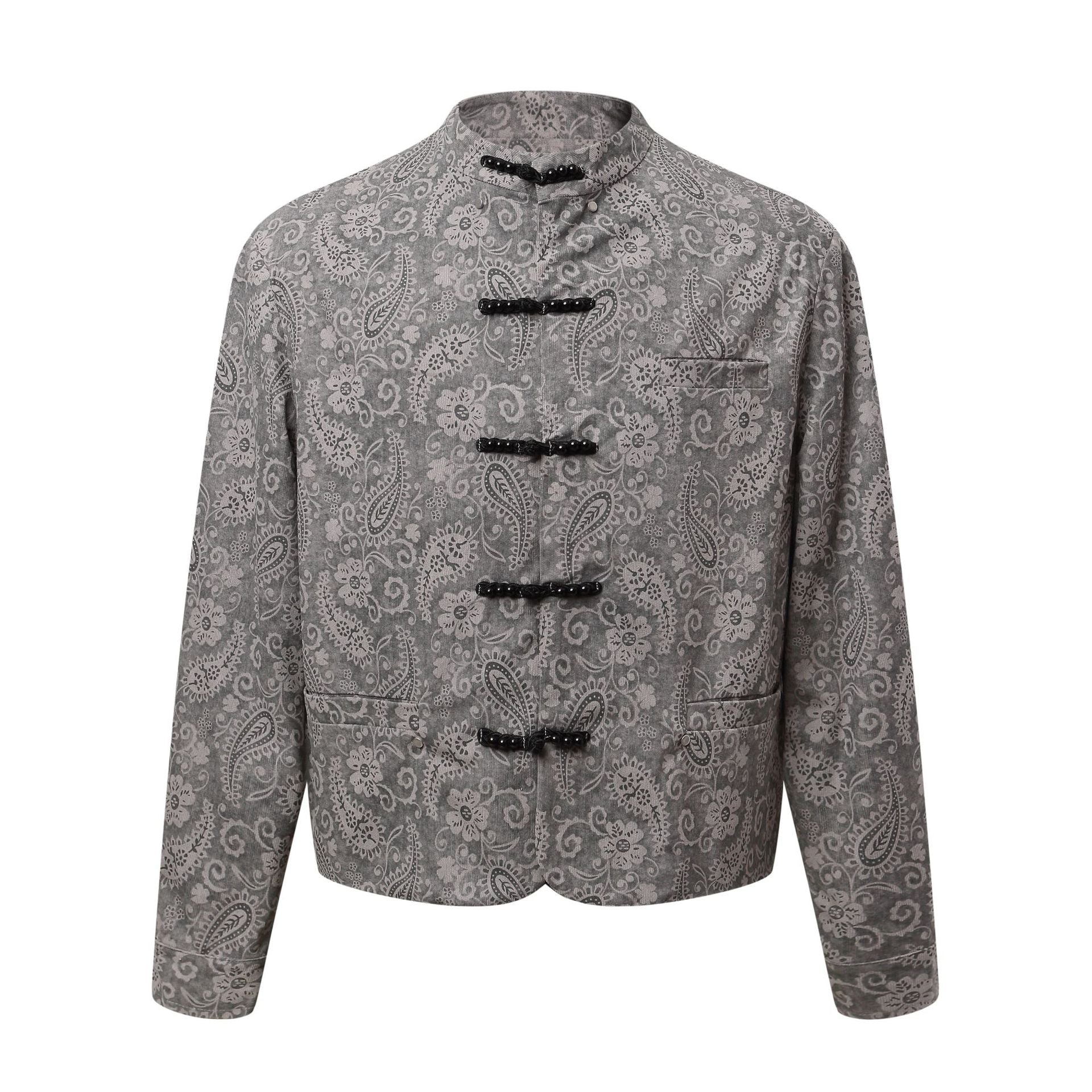 Mens Short Wide Deconstructed Jacket with Floral Pattern