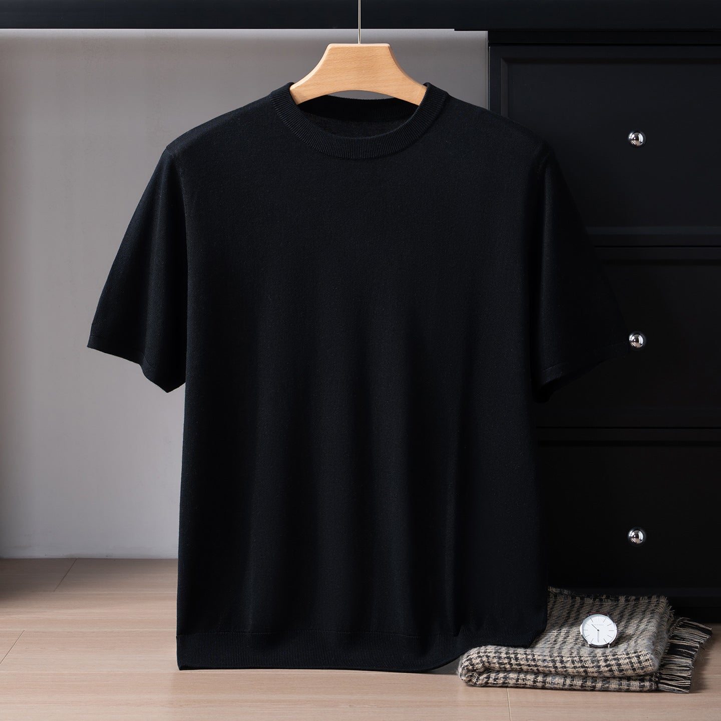 Mens Silk Cashmere Blend Short Sleeve T-Shirt