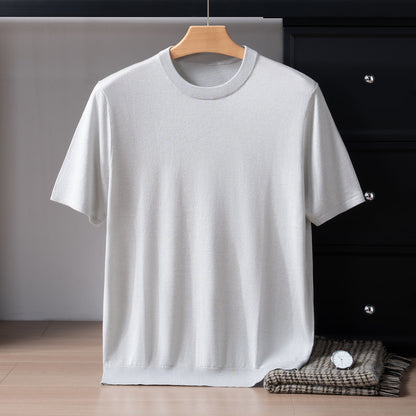 Mens Silk Cashmere Blend Short Sleeve T-Shirt