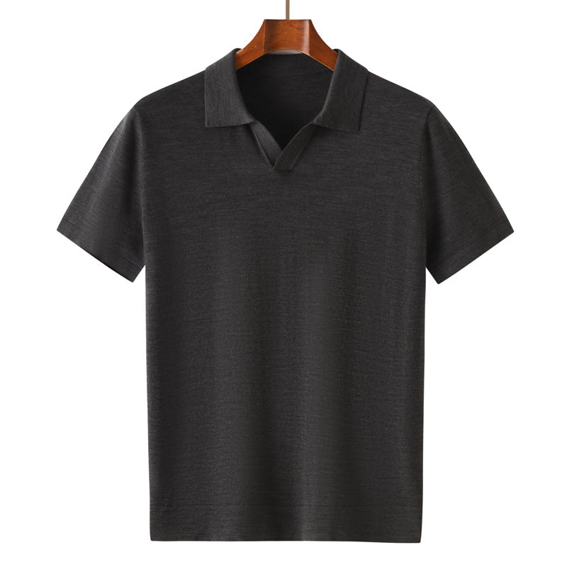Mens Silk Wool Blend Pullover T-shirt