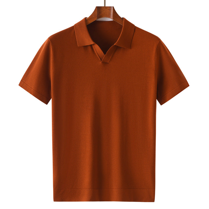 Mens Silk Wool Blend Pullover T-shirt
