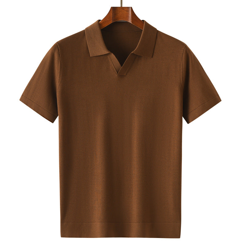 Mens Silk Wool Blend Pullover T-shirt