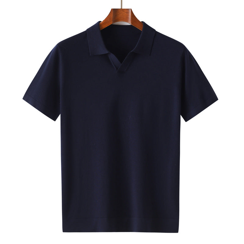 Mens Silk Wool Blend Pullover T-shirt