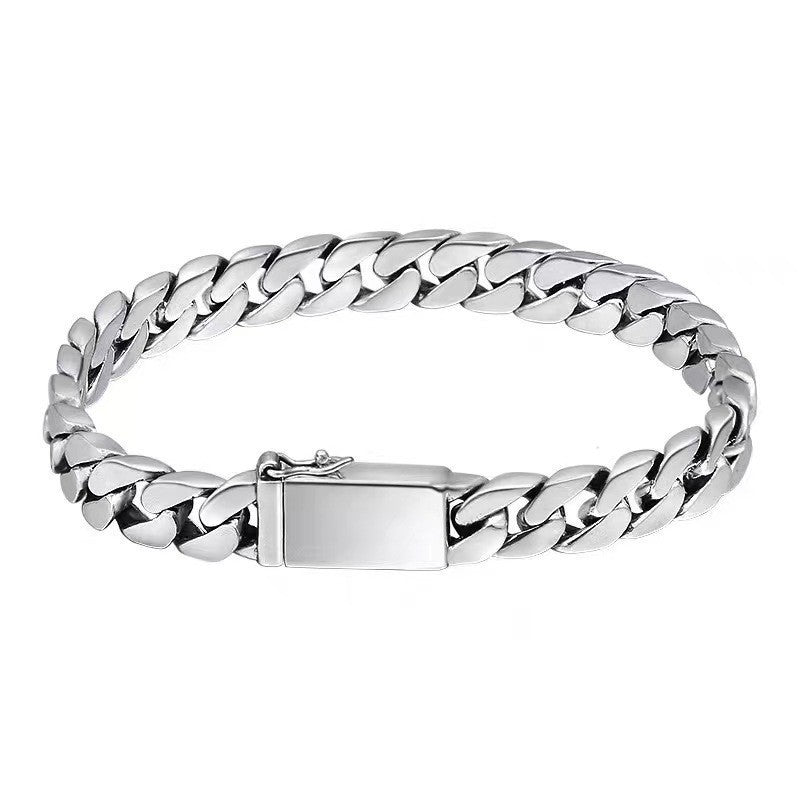 Mens Silver Geometric Chain Bracelet