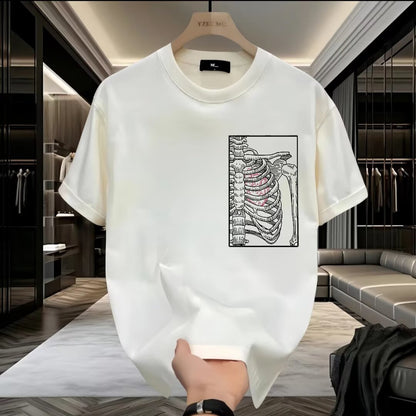 Mens Skeleton Print Pure Cotton T-Shirt