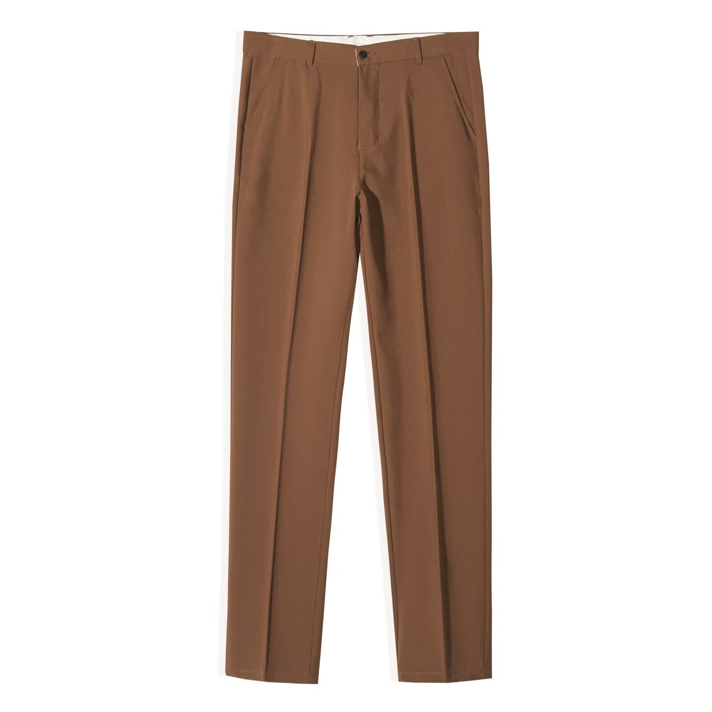 Mens Slim-Fit Anti-Wrinkle Straight Casual Trousers
