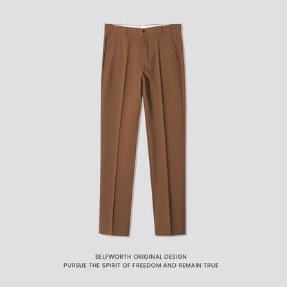 Mens Slim-Fit Anti-Wrinkle Straight Casual Trousers