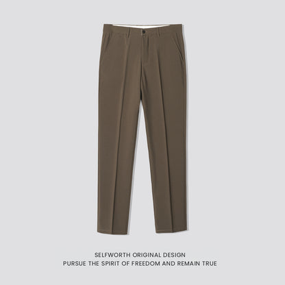 Mens Slim-Fit Anti-Wrinkle Straight Casual Trousers