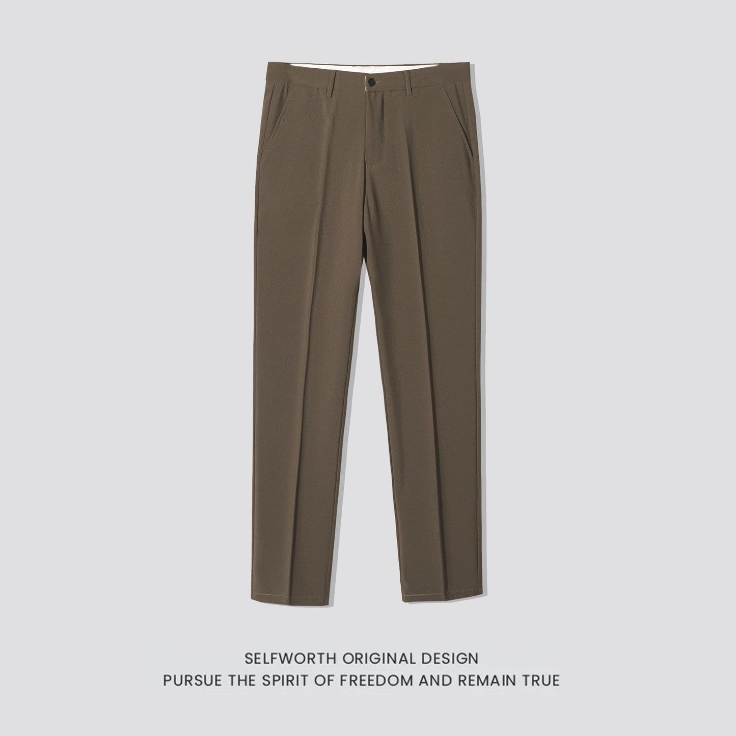 Mens Slim-Fit Anti-Wrinkle Straight Casual Trousers