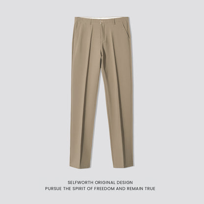 Mens Slim-Fit Anti-Wrinkle Straight Casual Trousers