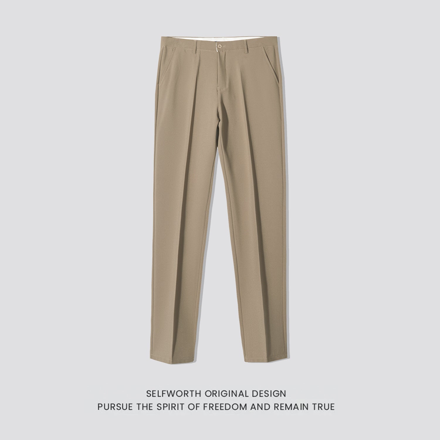 Mens Slim-Fit Anti-Wrinkle Straight Casual Trousers