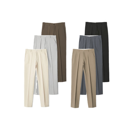 Mens Slim-Fit Anti-Wrinkle Straight Casual Trousers