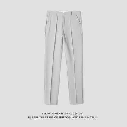 Mens Slim-Fit Anti-Wrinkle Straight Casual Trousers