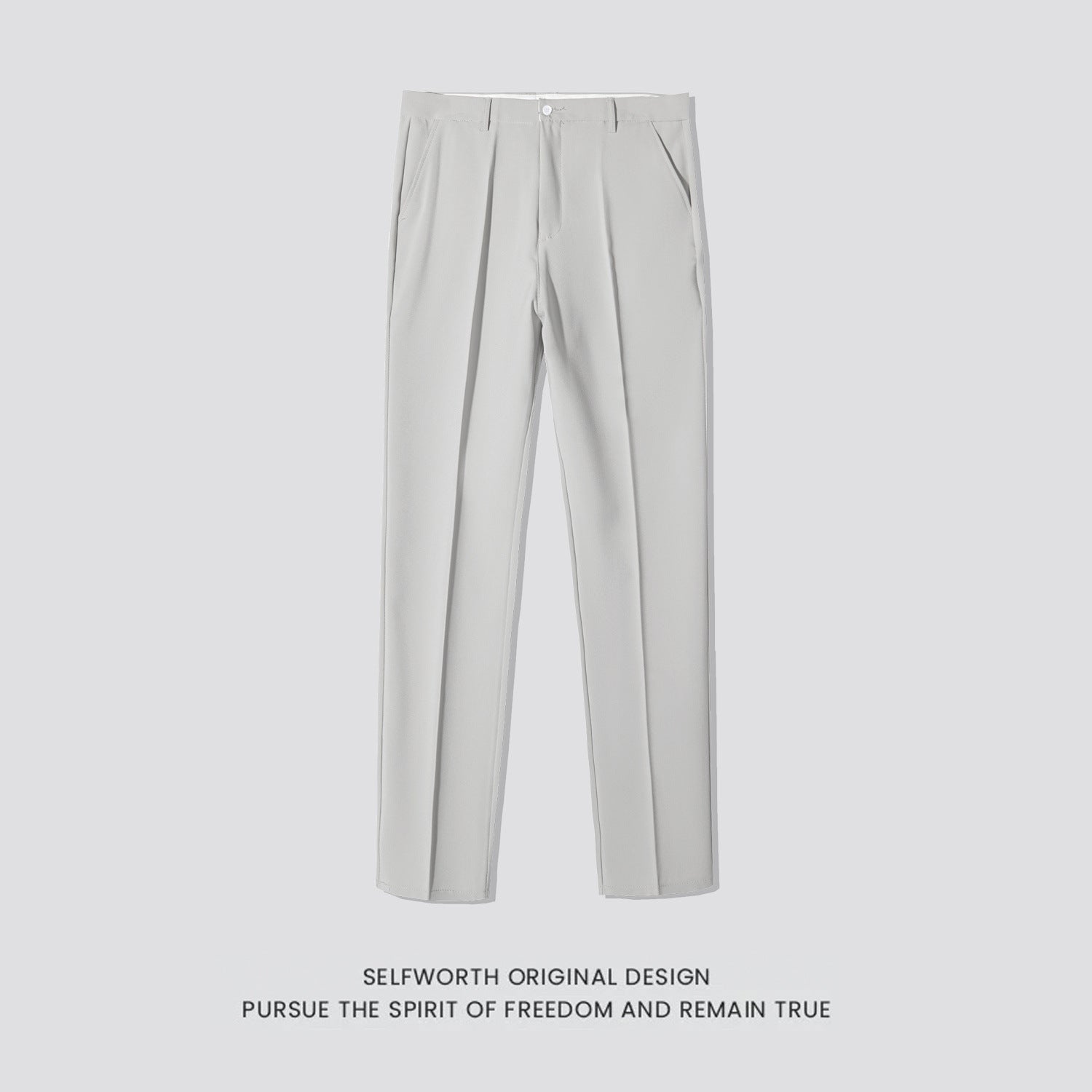 Mens Slim-Fit Anti-Wrinkle Straight Casual Trousers