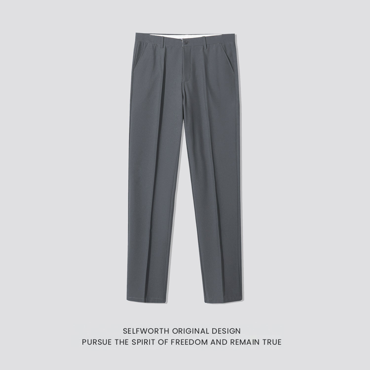 Mens Slim-Fit Anti-Wrinkle Straight Casual Trousers