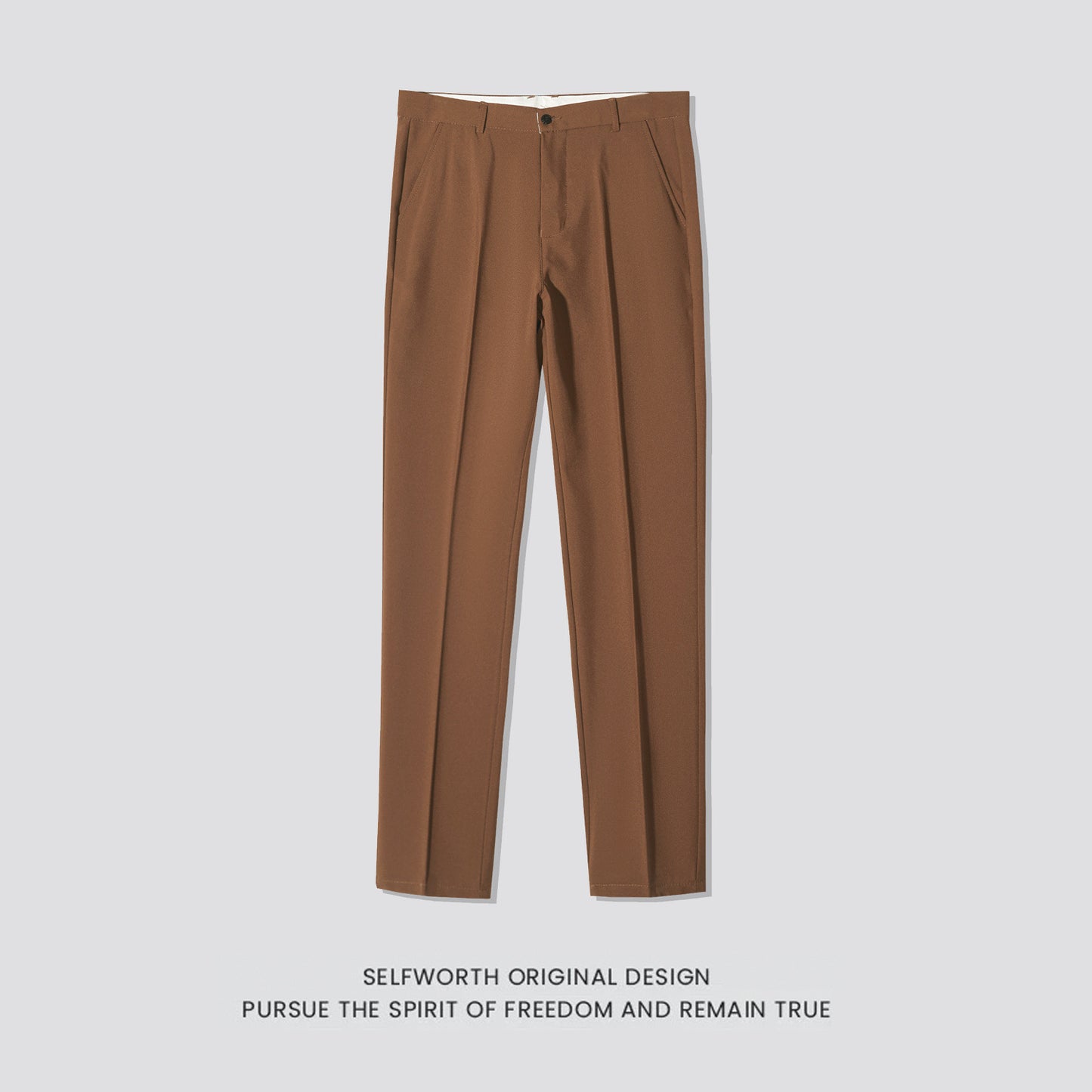 Mens Slim-Fit Anti-Wrinkle Straight Casual Trousers