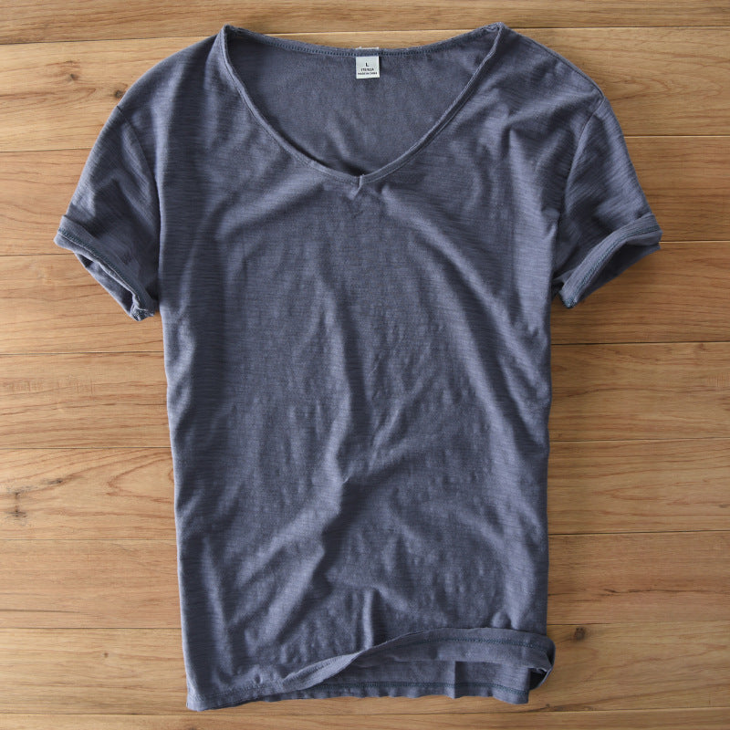 Mens Slim Fit Cotton V-Neck T-Shirt
