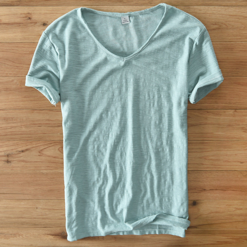 Mens Slim Fit Cotton V-Neck T-Shirt