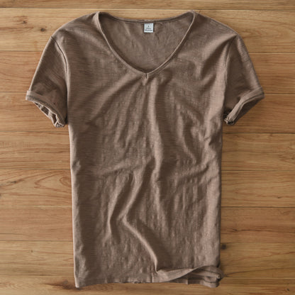 Mens Slim Fit Cotton V-Neck T-Shirt