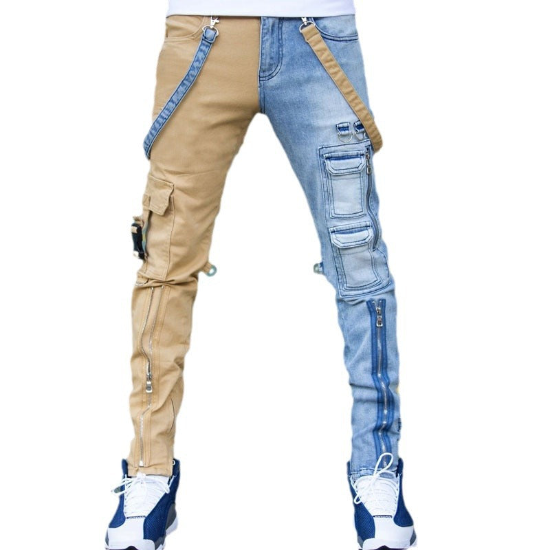 Mens Slim Fit Denim Pants with Zipper