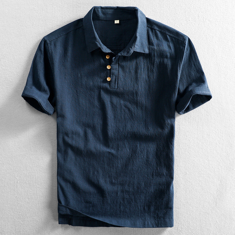Mens Slim Fit Linen Short Sleeve Shirt