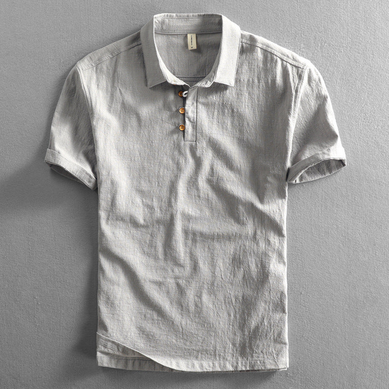 Mens Slim Fit Linen Short Sleeve Shirt