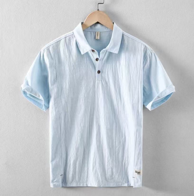 Mens Slim Fit Linen Short Sleeve Shirt