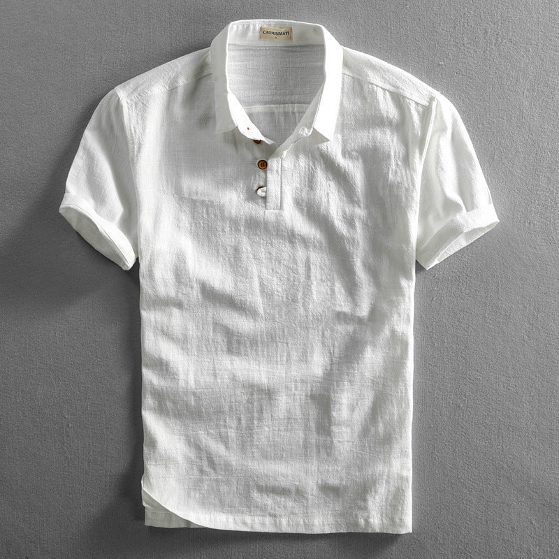 Mens Slim Fit Linen Short Sleeve Shirt