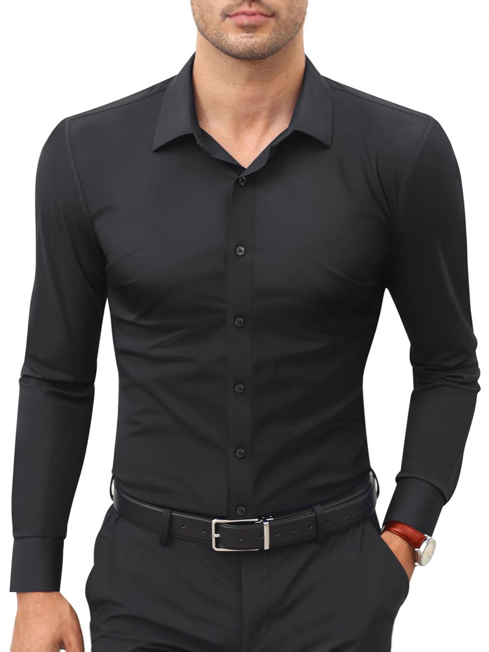 Mens Slim Fit Long Sleeve Business Shirt