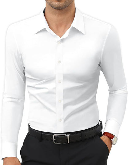 Mens Slim Fit Long Sleeve Business Shirt