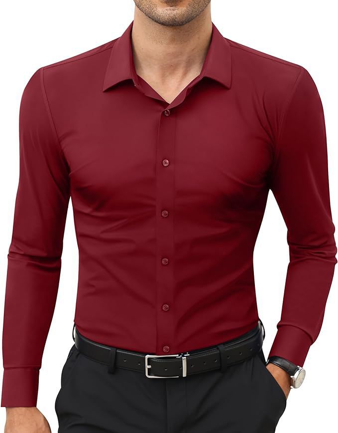 Mens Slim Fit Long Sleeve Business Shirt