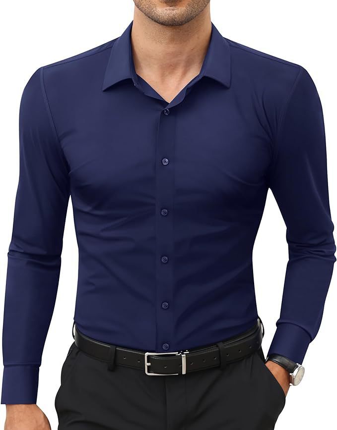 Mens Slim Fit Long Sleeve Business Shirt