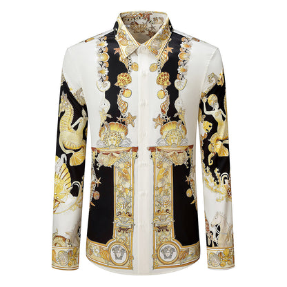 Mens Slim Fit Printed Long Sleeve Shirt