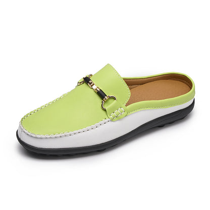Mens Soft Leather Slip-On Slippers