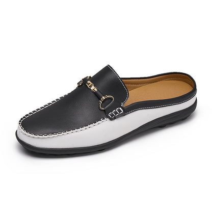 Mens Soft Leather Slip-On Slippers