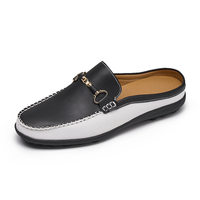 Mens Soft Leather Slip-On Slippers