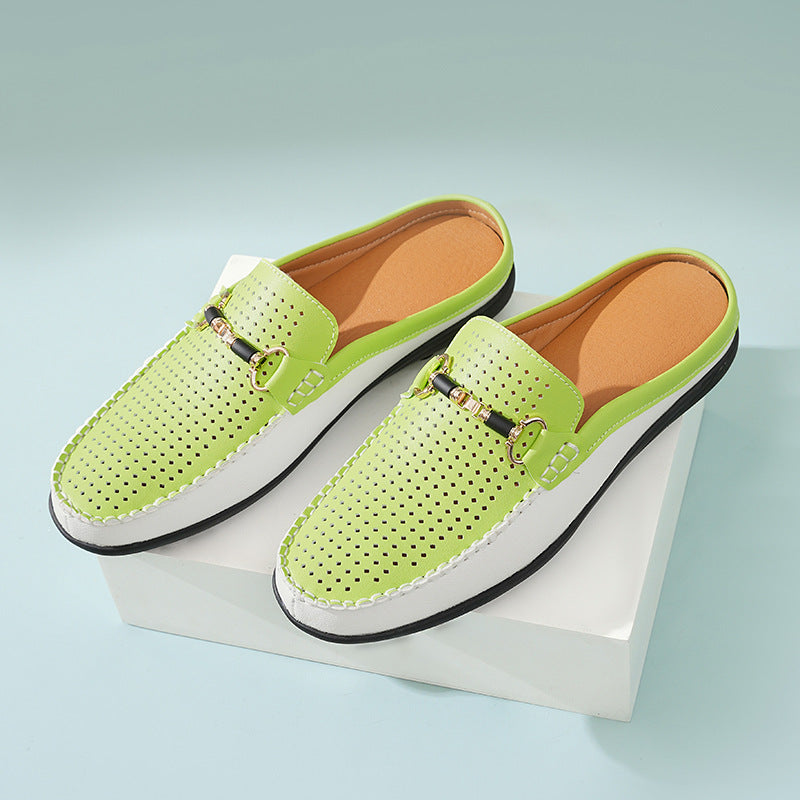 Mens Soft Leather Slip-On Slippers