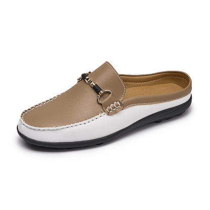 Mens Soft Leather Slip-On Slippers