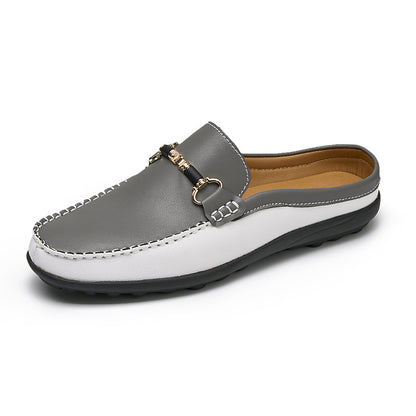 Mens Soft Leather Slip-On Slippers